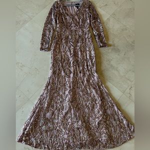 Adrianna Papell long sleeve mermaid gown